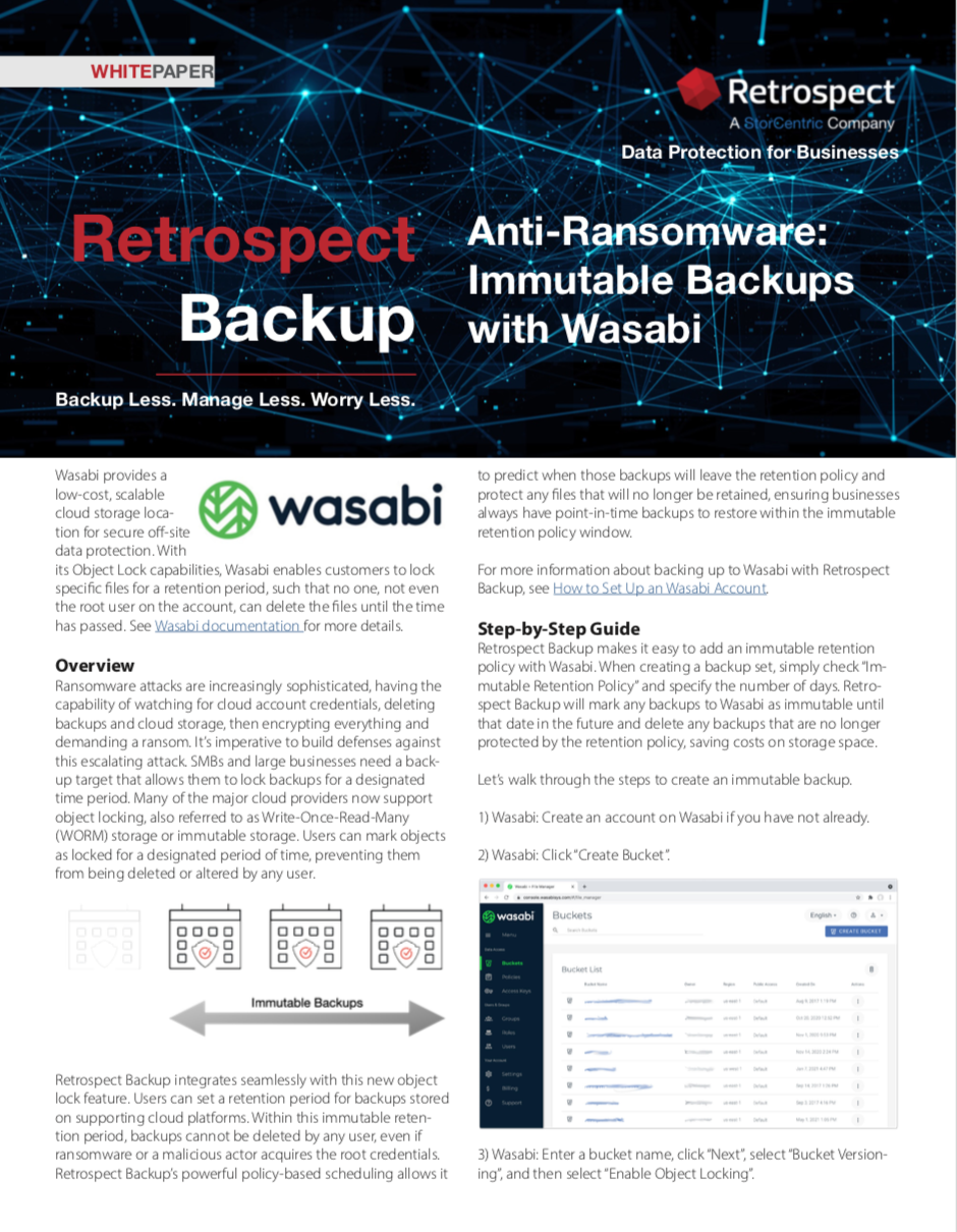Retrospect Ransomware Protection